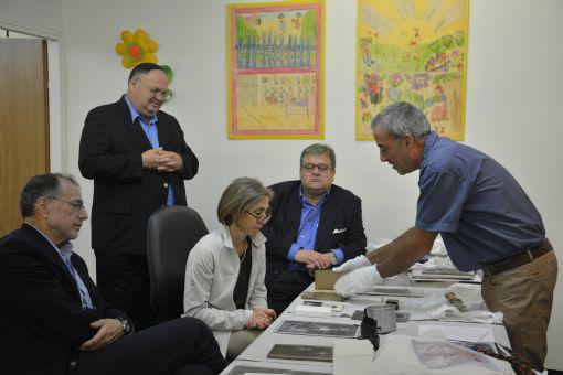 On 11 October 2015, Sir Mick Davis (left) visited the Holocaust History Museum and Children's Memorial, followed by a special behind-the-scenes presentation of the Archives by Director Dr. Haim Gertner (left).